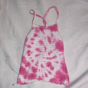 Pink and White Tye Dye Tank Top